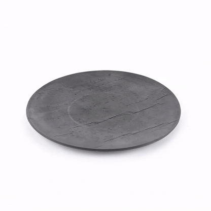 Maxi Serve Round Black Plastic Medium Plate - Faux Slate - 8 3/4" x 8 3/4" - 100 count box