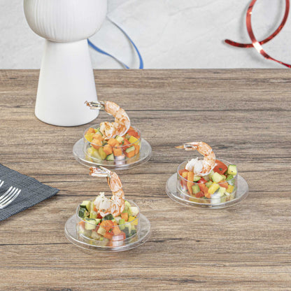 Mini Serve 3 oz Round Clear Plastic Gastronomique Petri Dish - 3 1/4" x 3 1/4" x 1" - 100 count box