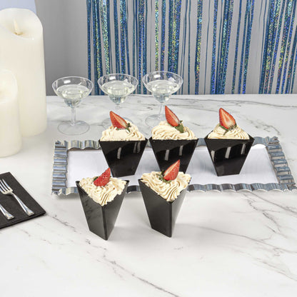 Mini Serve 4 oz Black Plastic Torcente Dessert Cup - 3" x 2 1/2" x 2 3/4" - 100 count box