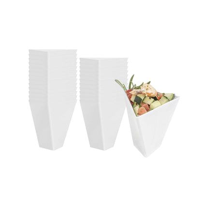 Mini Serve 4 oz White Plastic Torcente Dessert Cup - 3" x 2 1/2" x 2 3/4" - 100 count box