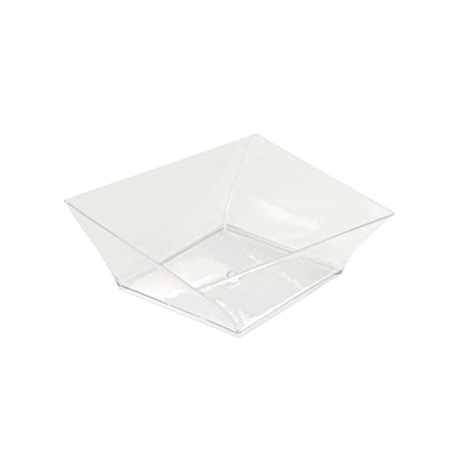 Mini Serve 7 oz Square Clear Plastic Small Girata Bowl - 4" x 4" x 1 1/2" - 100 count box