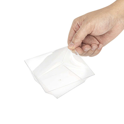 Mini Serve 7 oz Square Clear Plastic Small Girata Bowl - 4" x 4" x 1 1/2" - 100 count box