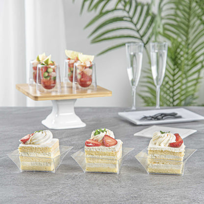 Mini Serve 7 oz Square Clear Plastic Small Girata Bowl - 4" x 4" x 1 1/2" - 100 count box