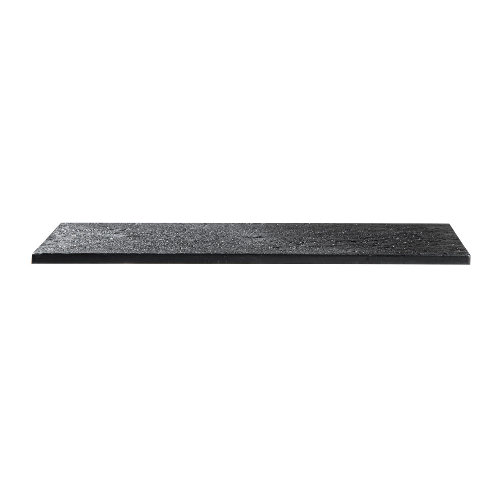 Maxi Serve Rectangle Black Plastic Small Plate - Faux Slate - 7" x 3 1/2" - 100 count box