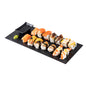 Maxi Serve Rectangle Black Plastic Large Plate - Faux Slate - 16" x 7" - 25 count box