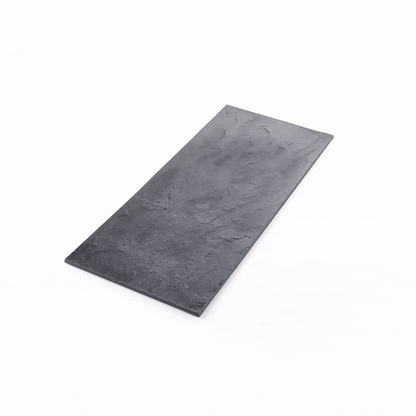 Maxi Serve Rectangle Black Plastic Large Plate - Faux Slate - 16" x 7" - 25 count box