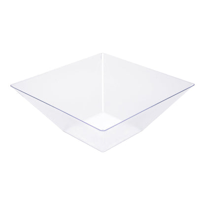 Maxi Serve 160 oz Square Clear Plastic Large Modern Serving Bowl - 11" x 11" x 4 1/2" - 25 count box