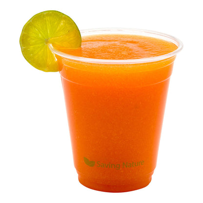 Basic Nature 12 oz Round Clear Plastic Drinking Cup - Compostable - 3 3/4" x 3 3/4" x 4 1/4" - 100 count box