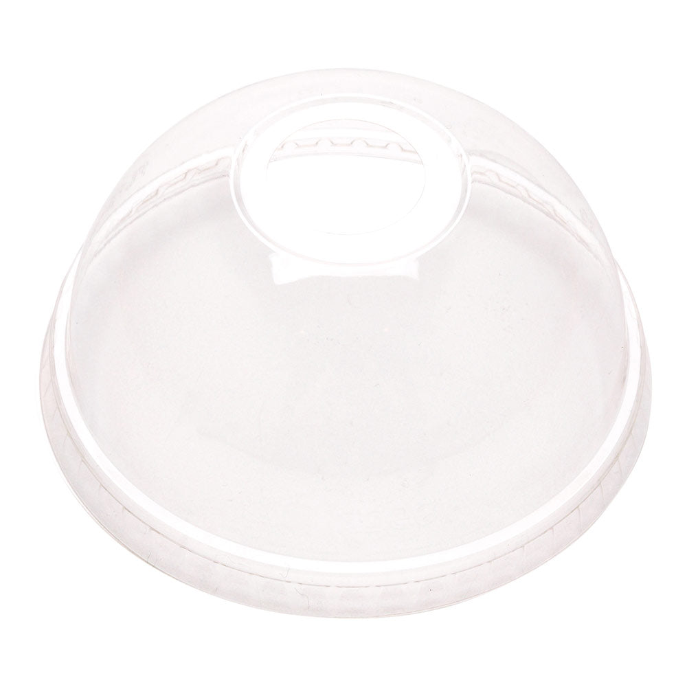 Basic Nature Round Clear PLA Plastic Drinking Cup Dome Lid - Compostable - 3 3/4" x 3 3/4" x 1 3/4" - 100 count box