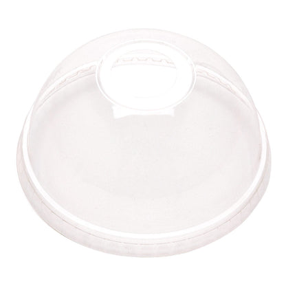 Basic Nature Round Clear PLA Plastic Drinking Cup Dome Lid - Compostable - 3 3/4" x 3 3/4" x 1 3/4" - 100 count box