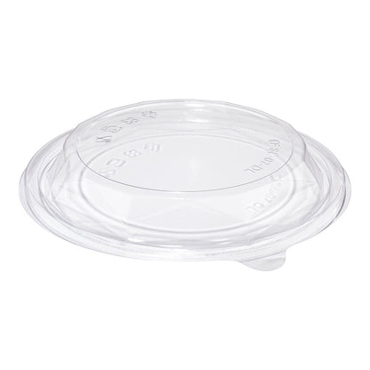 Basic Nature Round Clear Plastic To Go Bowl Lid - Compostable, Fits 24 and 32 oz - 7" x 7" x 3/4" - 125 count box