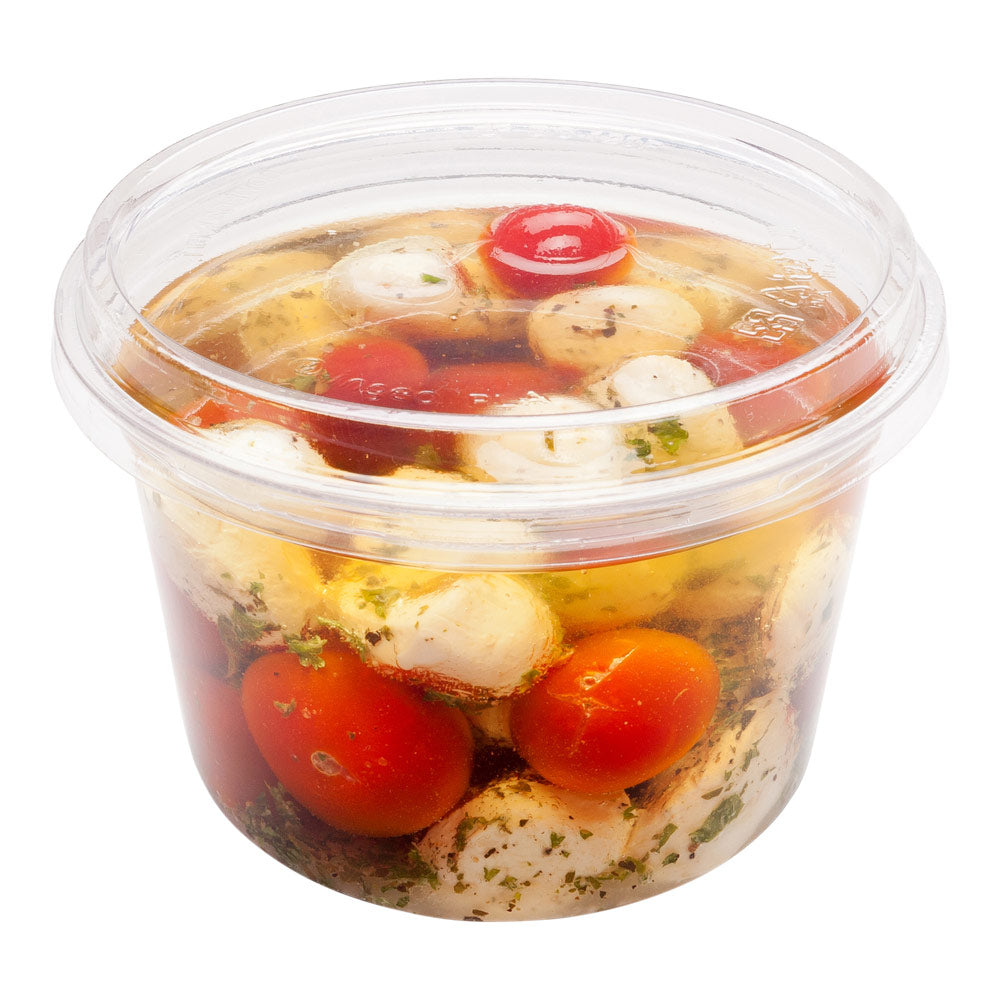 Basic Nature Round Clear Plastic Deli Container Flat Lid - Compostable - 4 1/2" x 4 1/2" x 3/4" - 50 count box