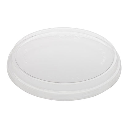 Basic Nature Round Clear Plastic Deli Container Flat Lid - Compostable - 4 1/2" x 4 1/2" x 3/4" - 50 count box