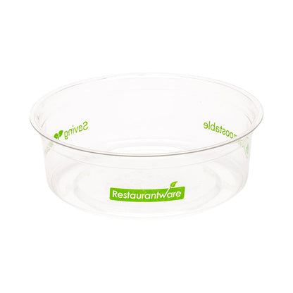 Basic Nature 8 oz Round Clear Plastic Deli Container - Compostable - 4 3/4" x 4 3/4" x 1 3/4" - 50 count box