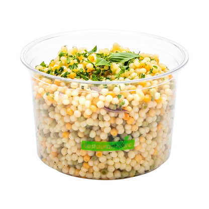 Basic Nature 16 oz Round Clear Plastic Deli Container - Compostable - 4 3/4" x 4 3/4" x 3" - 50 count box