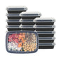 Asporto 24 oz Rectangle Black Plastic To Go Box - with Clear Lid, Microwavable - 8" x 5 1/4" x 1 3/4" - 100 count box