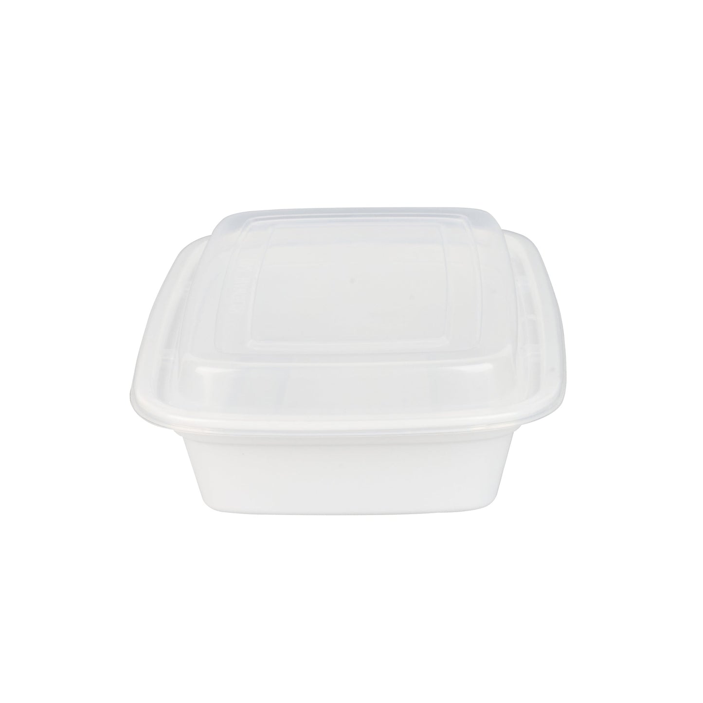 Asporto 24 oz Rectangle White Plastic To Go Box - with Clear Lid, Microwavable - 8" x 5 1/4" x 1 3/4" - 100 count box