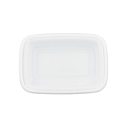 Asporto 24 oz Rectangle White Plastic To Go Box - with Clear Lid, Microwavable - 8" x 5 1/4" x 1 3/4" - 100 count box