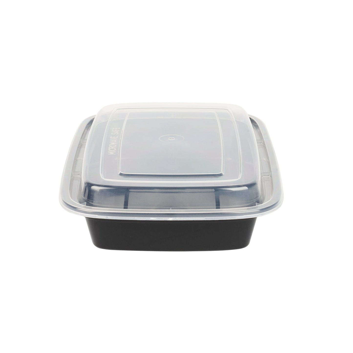 Asporto 28 oz Rectangle Black Plastic To Go Box - with Clear Lid, Microwavable - 8 3/4" x 6" x 1 1/2" - 100 count box
