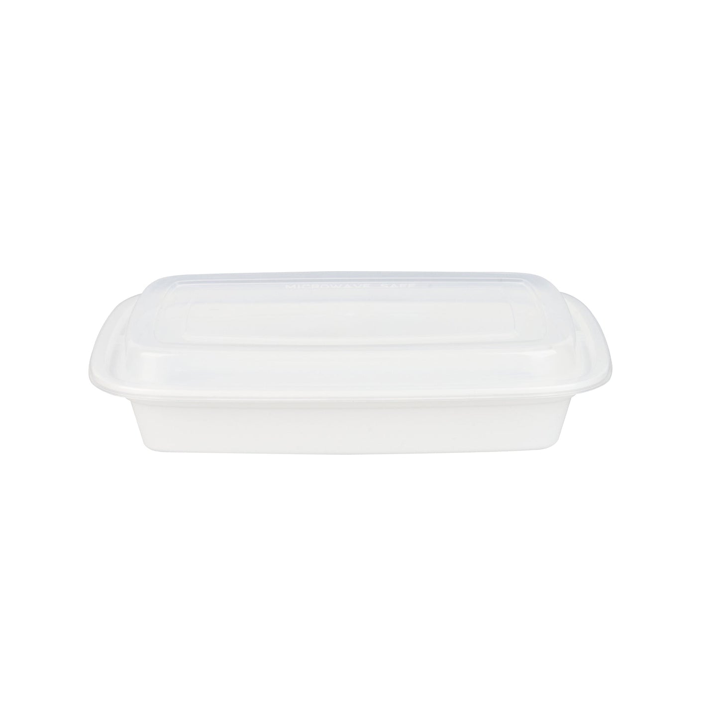 Asporto 28 oz Rectangle White Plastic To Go Box - with Clear Lid, Microwavable - 8 3/4" x 6" x 1 1/2" - 100 count box