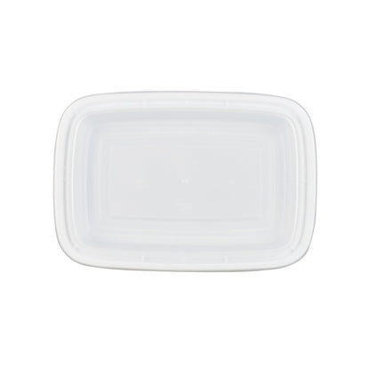 Asporto 28 oz Rectangle White Plastic To Go Box - with Clear Lid, Microwavable - 8 3/4" x 6" x 1 1/2" - 100 count box