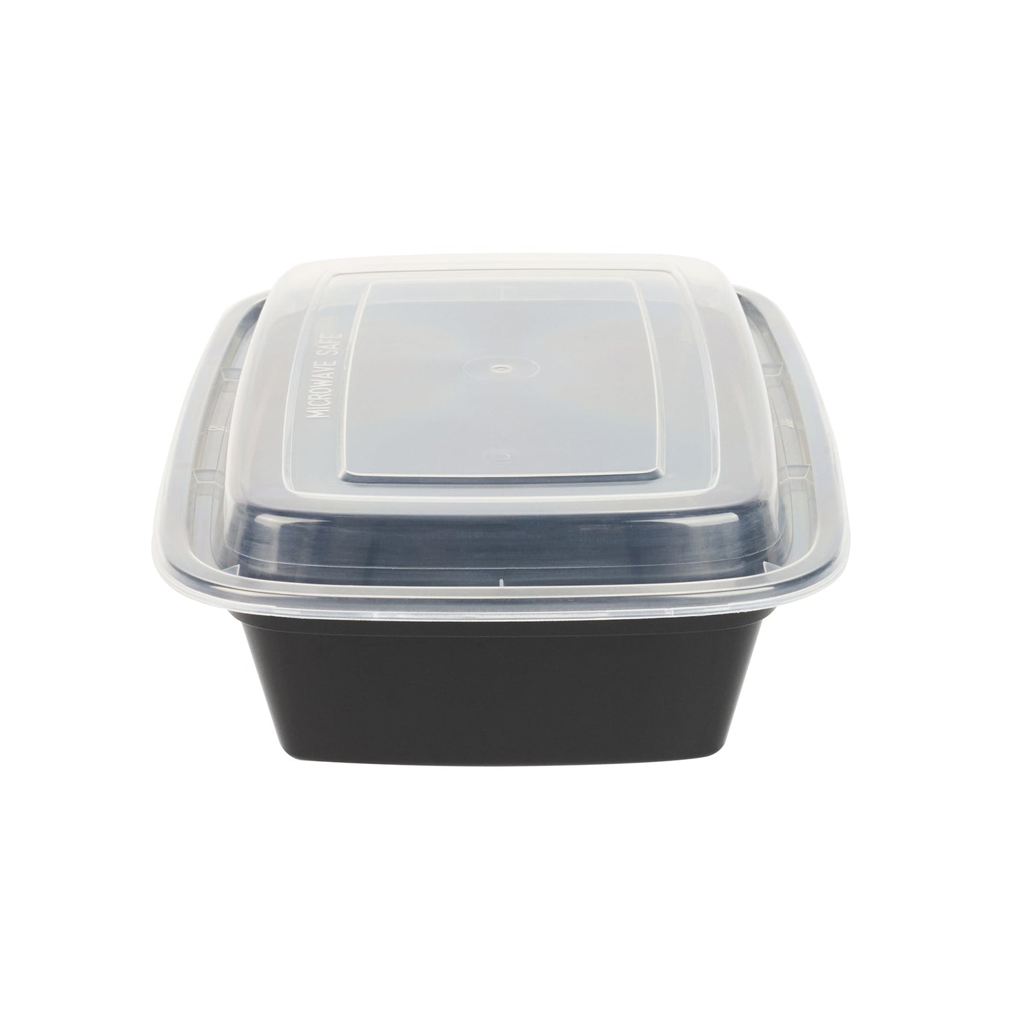 Asporto 38 oz Rectangle Black Plastic To Go Box - with Clear Lid, Microwavable - 8 3/4" x 6" x 2" - 100 count box
