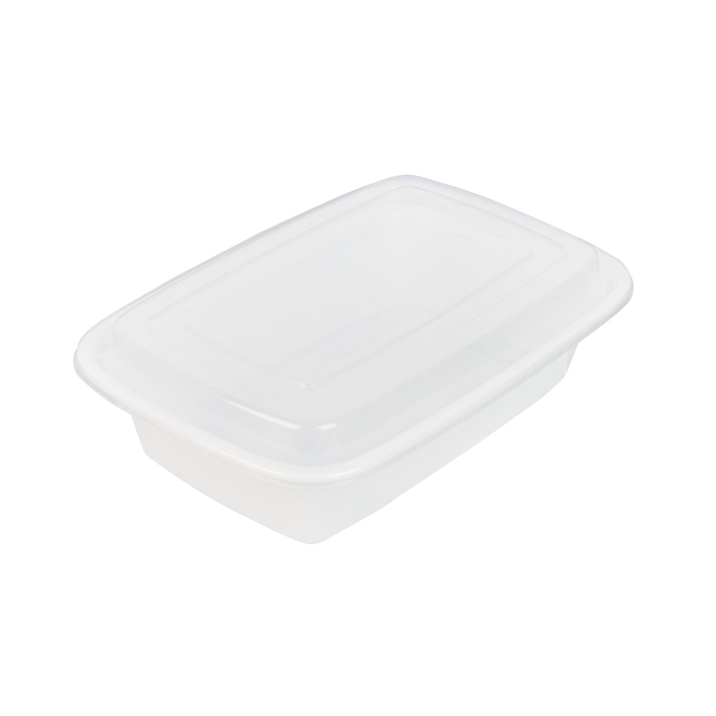Asporto 38 oz Rectangle White Plastic To Go Box - with Clear Lid, Microwavable - 8 3/4" x 6" x 2" - 100 count box
