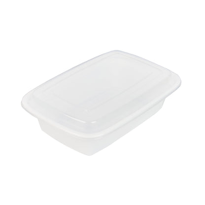 Asporto 38 oz Rectangle White Plastic To Go Box - with Clear Lid, Microwavable - 8 3/4" x 6" x 2" - 100 count box