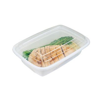 Asporto 38 oz Rectangle White Plastic To Go Box - with Clear Lid, Microwavable - 8 3/4" x 6" x 2" - 100 count box