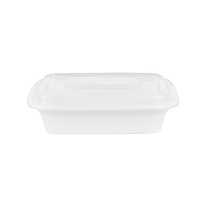 Asporto 38 oz Rectangle White Plastic To Go Box - with Clear Lid, Microwavable - 8 3/4" x 6" x 2" - 100 count box