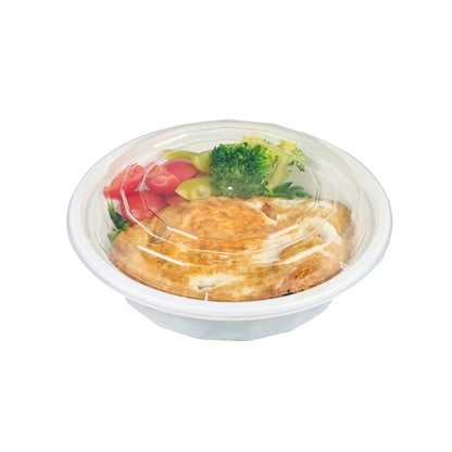 Asporto 16 oz Round White Plastic To Go Box - with Clear Lid, Microwavable - 6 1/4" x 6 1/4" x 1 3/4" - 100 count box