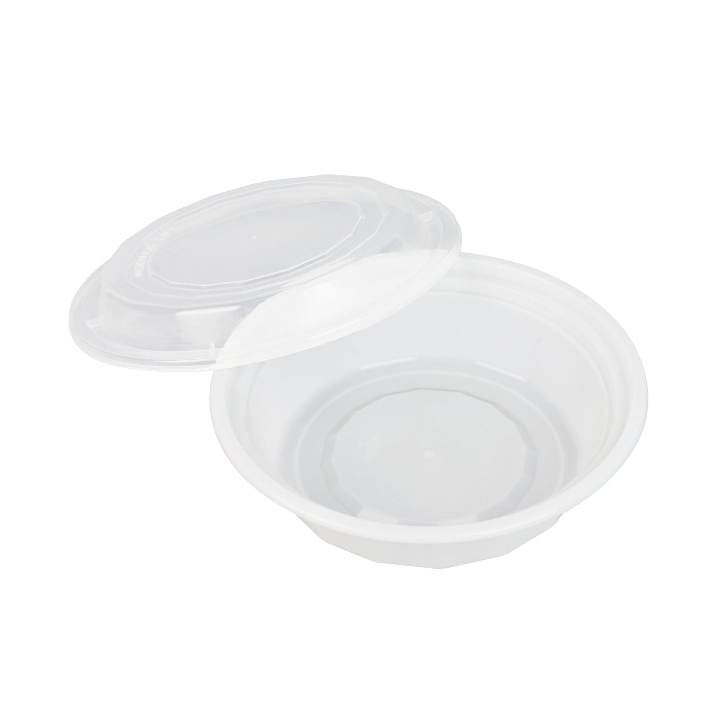 Asporto 16 oz Round White Plastic To Go Box - with Clear Lid, Microwavable - 6 1/4" x 6 1/4" x 1 3/4" - 100 count box