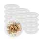 Asporto 24 oz Round White Plastic To Go Box - with Clear Lid, Microwavable - 7 1/4" x 7 1/4" x 1 1/2" - 100 count box
