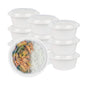 Asporto 32 oz Round White Plastic To Go Box - with Clear Lid, Microwavable - 7 1/4" x 7 1/4" x 3" - 100 count box