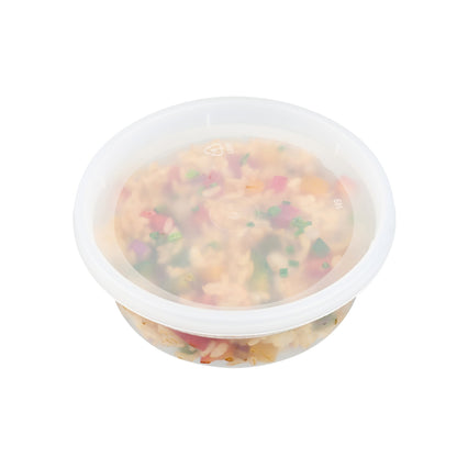 Asporto 8 oz Round Clear Plastic Soup Container - with Lid, Microwavable - 4 1/2" x 4 1/2" x 1 3/4" - 100 count box