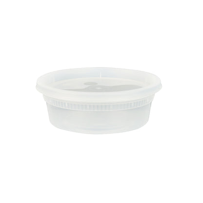 Asporto 8 oz Round Clear Plastic Soup Container - with Lid, Microwavable - 4 1/2" x 4 1/2" x 1 3/4" - 100 count box