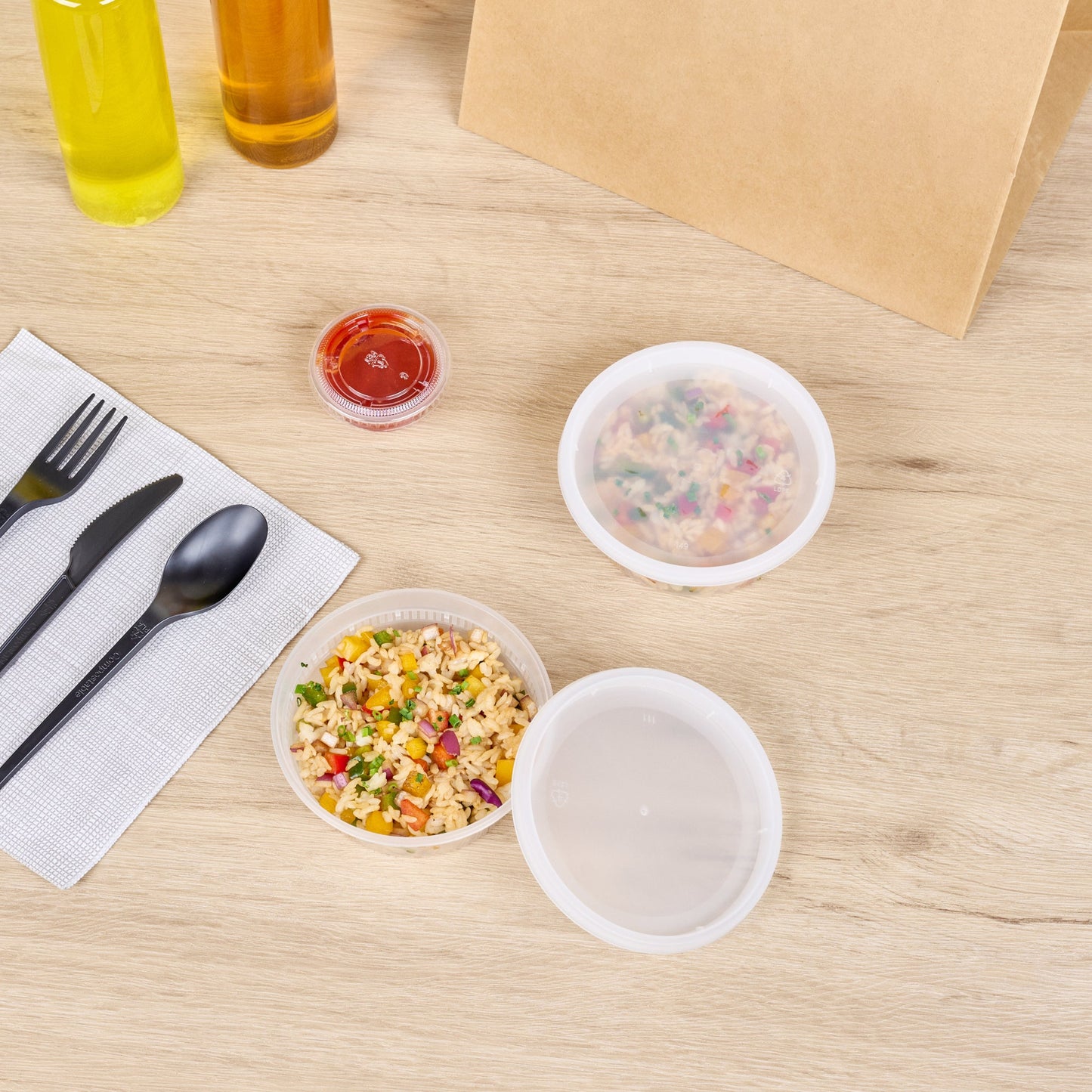 Asporto 8 oz Round Clear Plastic Soup Container - with Lid, Microwavable - 4 1/2" x 4 1/2" x 1 3/4" - 100 count box