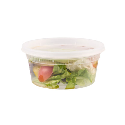 Asporto 12 oz Round Clear Plastic Soup Container - with Lid, Microwavable - 4 1/2" x 4 1/2" x 2 1/2" - 100 count box