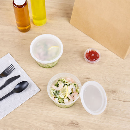 Asporto 16 oz Round Clear Plastic Soup Container - with Lid, Microwavable - 4 1/2" x 4 1/2" x 3" - 100 count box