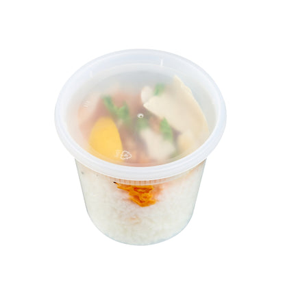 Asporto 24 oz Round Clear Plastic Soup Container - with Lid, Microwavable - 4 1/2" x 4 1/2" x 4 1/4" - 100 count box