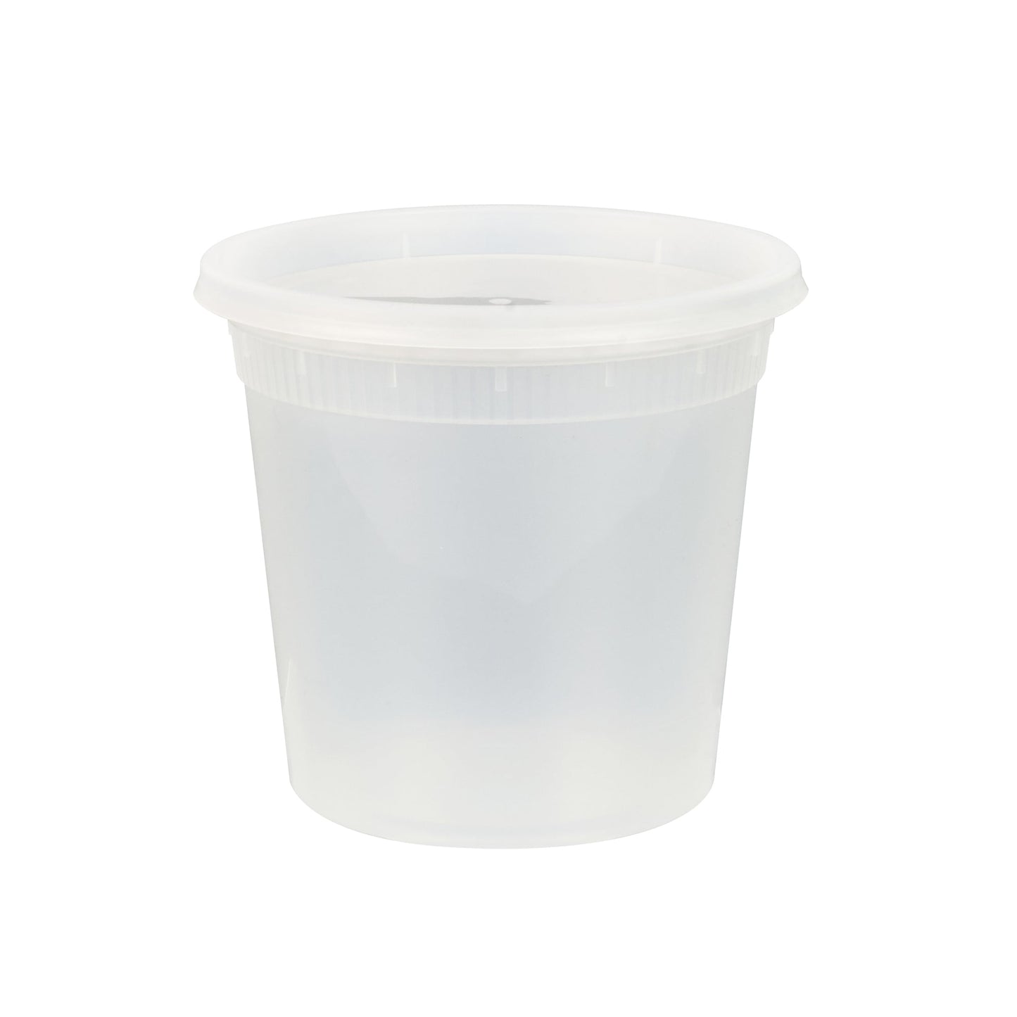 Asporto 24 oz Round Clear Plastic Soup Container - with Lid, Microwavable - 4 1/2" x 4 1/2" x 4 1/4" - 100 count box