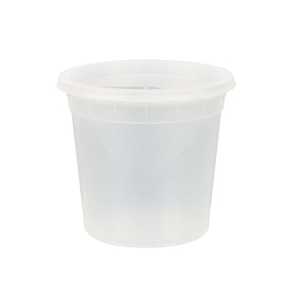 Asporto 24 oz Round Clear Plastic Soup Container - with Lid, Microwavable - 4 1/2" x 4 1/2" x 4 1/4" - 100 count box
