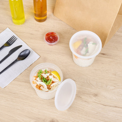 Asporto 24 oz Round Clear Plastic Soup Container - with Lid, Microwavable - 4 1/2" x 4 1/2" x 4 1/4" - 100 count box