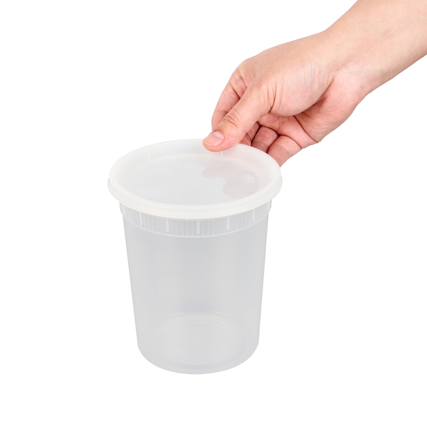 Asporto 32 oz Round Clear Plastic Soup Container - with Lid, Microwavable - 4 1/2" x 4 1/2" x 5 1/2" - 100 count box