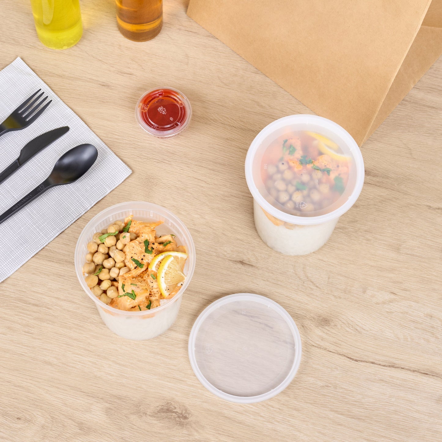 Asporto 32 oz Round Clear Plastic Soup Container - with Lid, Microwavable - 4 1/2" x 4 1/2" x 5 1/2" - 100 count box