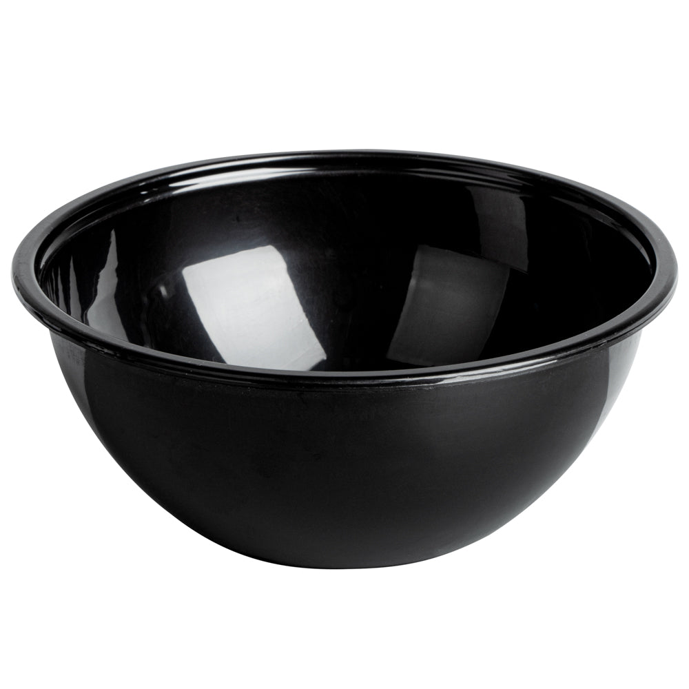 Mini Serve 7 oz Round Black Plastic Salad Bowl - 5" x 5" x 1 3/4" - 200 count box