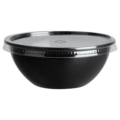 Mini Serve 7 oz Round Black Plastic Salad Bowl - 5" x 5" x 1 3/4" - 200 count box