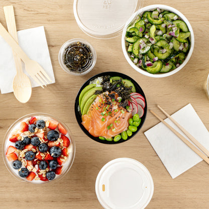 Mini Serve 7 oz Round Black Plastic Salad Bowl - 5" x 5" x 1 3/4" - 200 count box