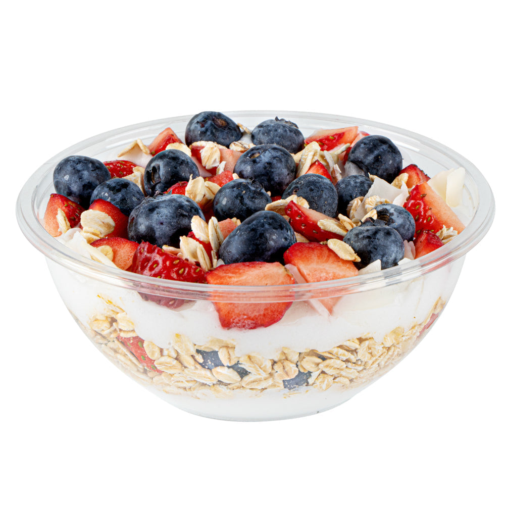 Mini Serve 7 oz Round Clear Plastic Salad Bowl - 5" x 5" x 1 3/4" - 200 count box