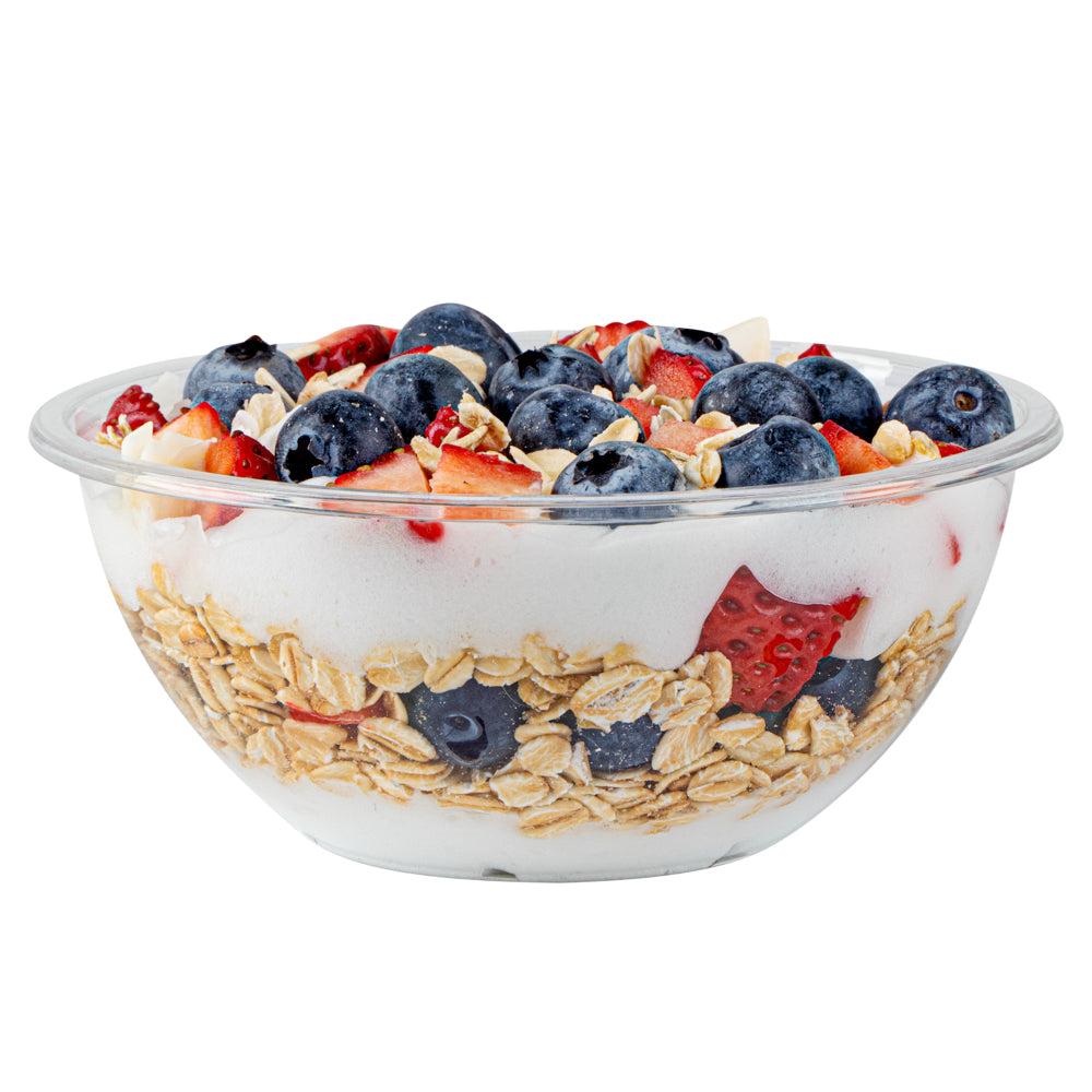 Mini Serve 7 oz Round Clear Plastic Salad Bowl - 5" x 5" x 1 3/4" - 200 count box